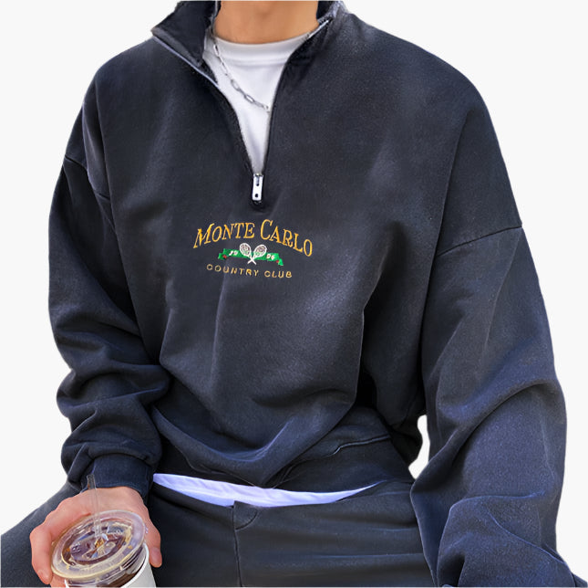 MONTE CARLO Vintage Viertelreißverschluss-Pullover