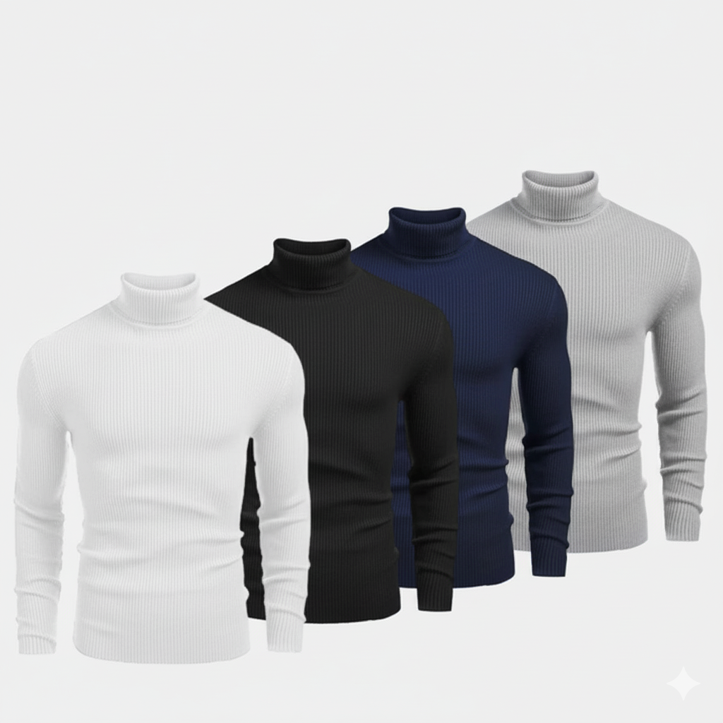 Gerippter Rollkragenpullover 