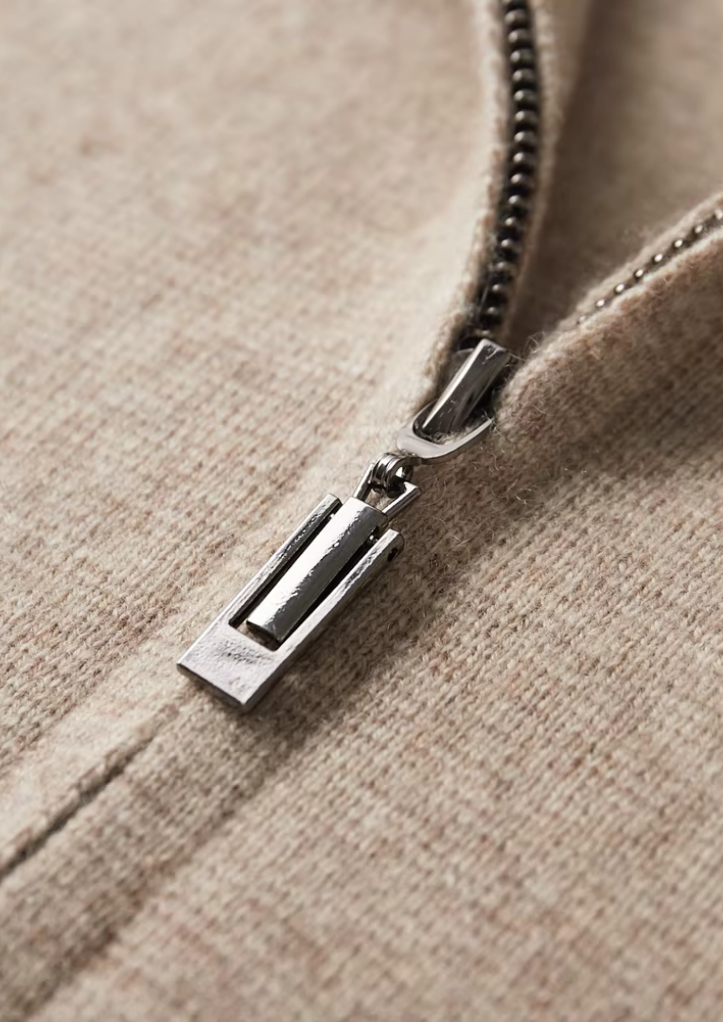 Extrafeine Merino-Wolle Reißverschluss-Polo-Strickjacke