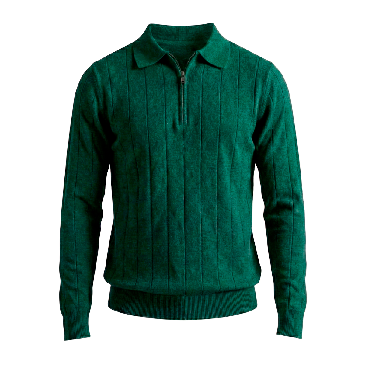 Maglione classico con zip a coste 