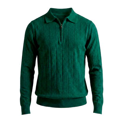 Maglione classico con zip a coste 