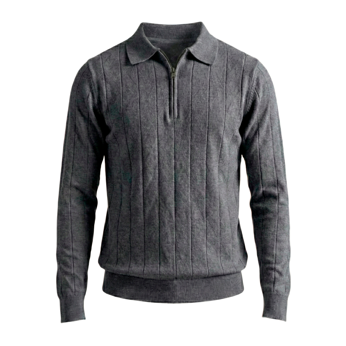 Maglione classico con zip a coste 