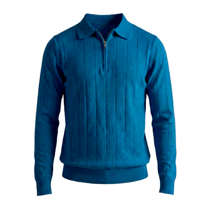 Maglione classico con zip a coste 